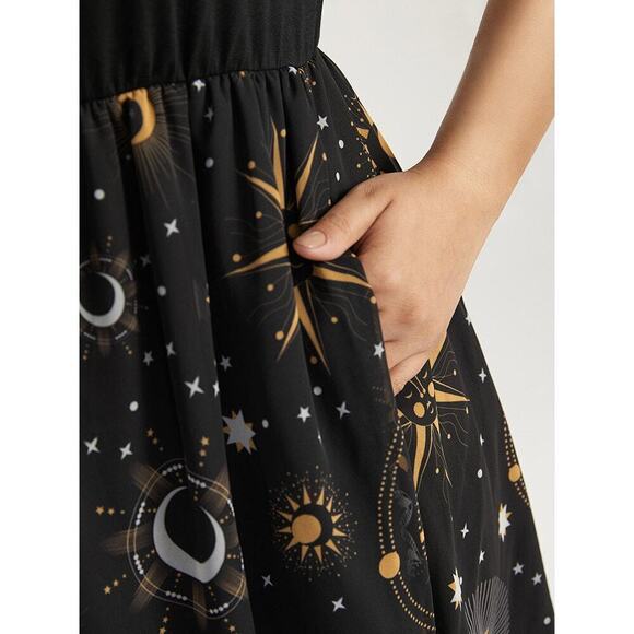 Plus Size 6X 30 by BloomChic Festive Halloween Moon & Star Slimming Dress pocket - Picture 6 of 8